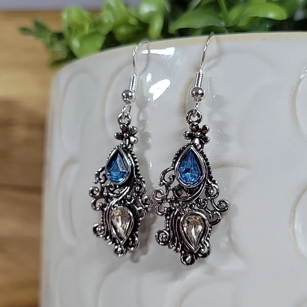 Sterling Silver Topaz Drop Earrings, S925 - Picture 6 of 6